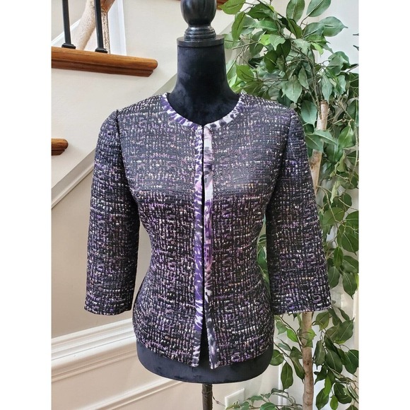 Coldwater Creek Women's Purple Polyester Tweed 3/4 Sleeve Blazer Jacket Size XS - Picture 11 of 11